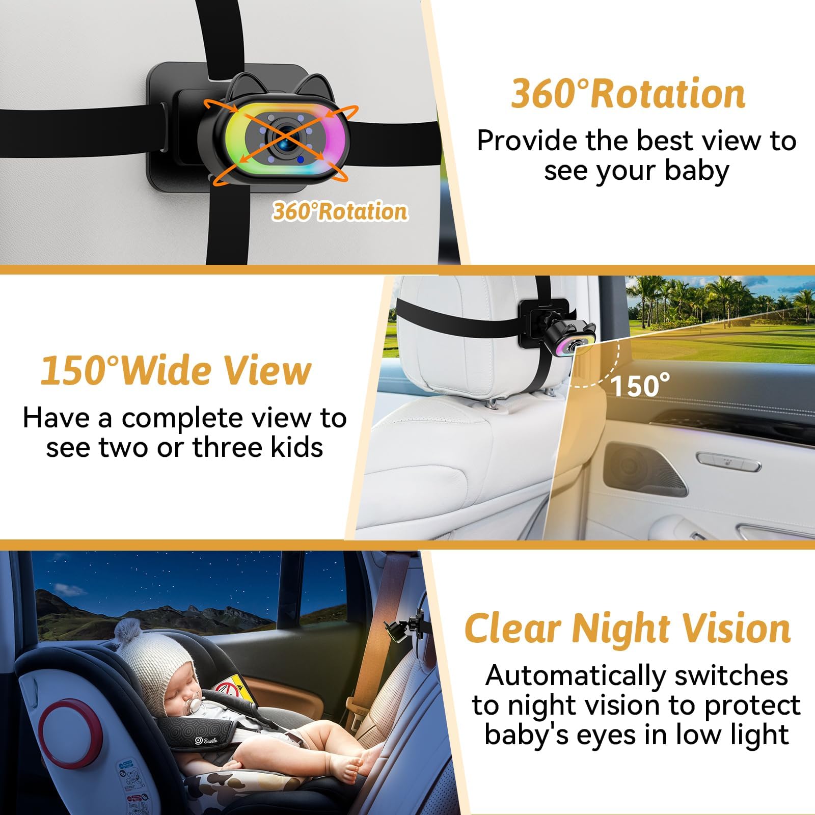 Wkzay Baby Car Camera USB installation for quick setup in minutes