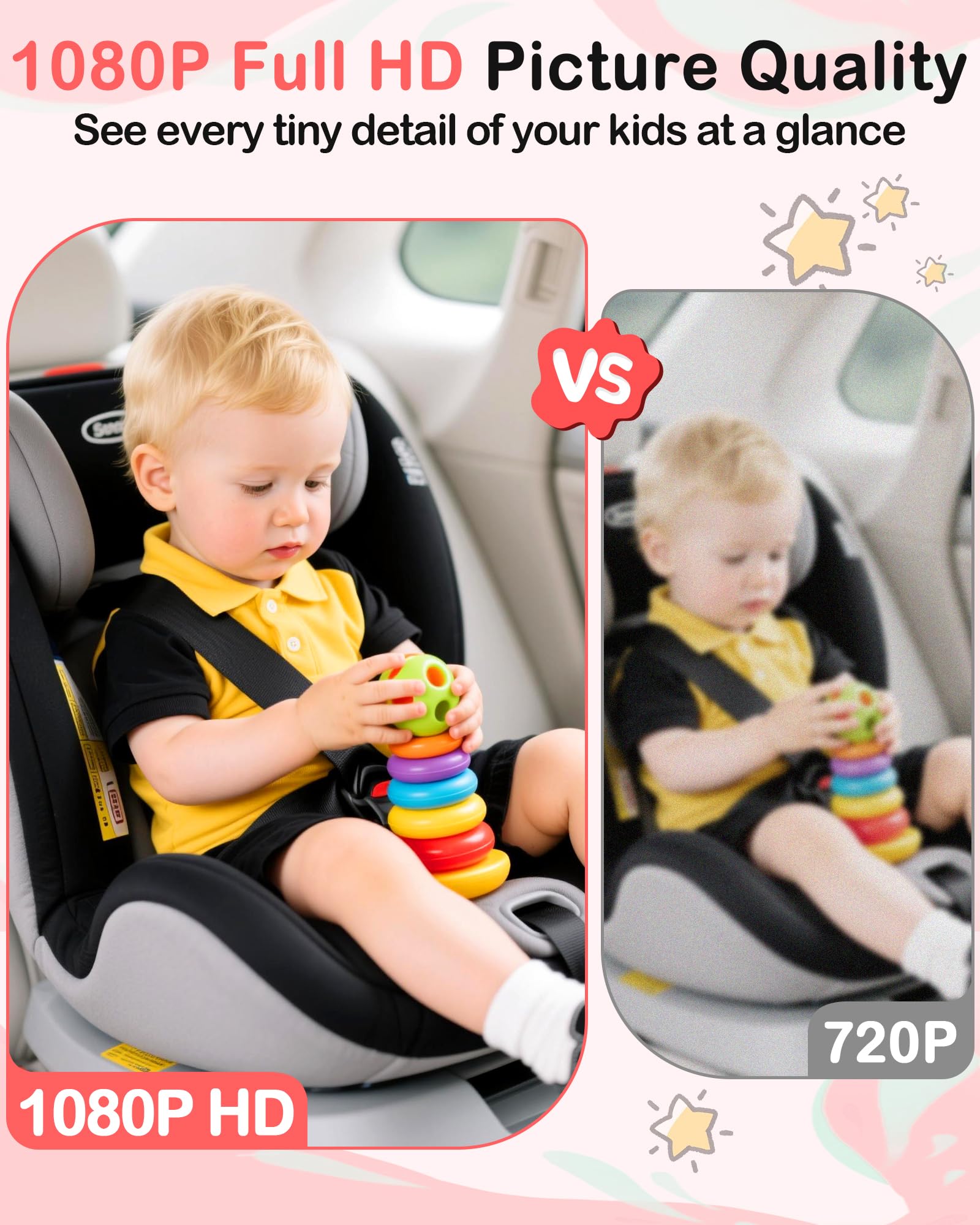 Wkzay dual baby car camera 150-degree wide lens minimizes blind spots
