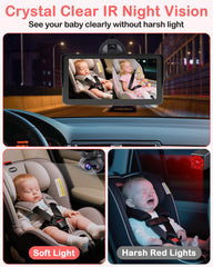 Wkzay dual baby car camera right 1080p provides night visibility for rear seats