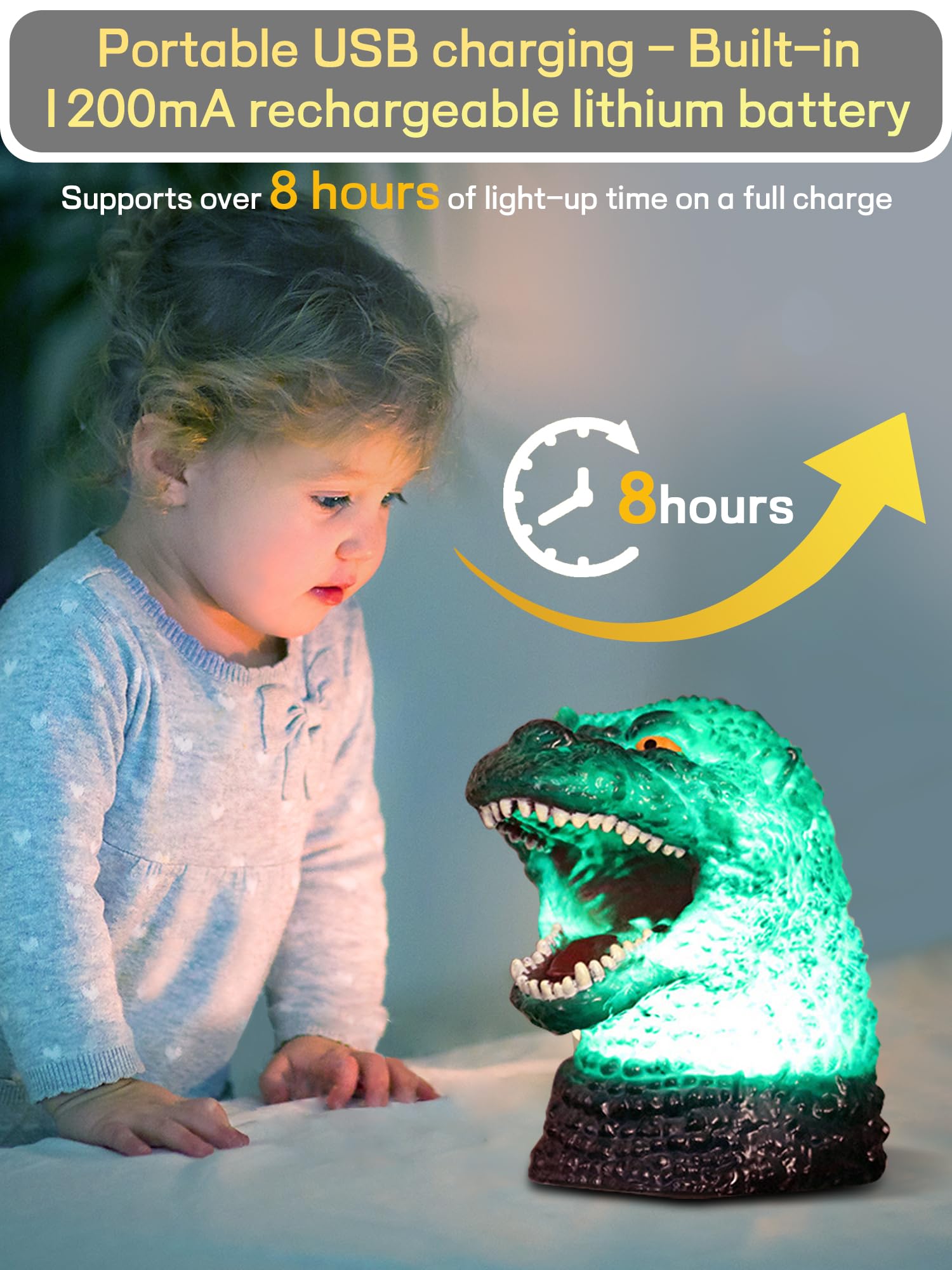 WLHONG dinosaur night light color-changing mode in seven colors