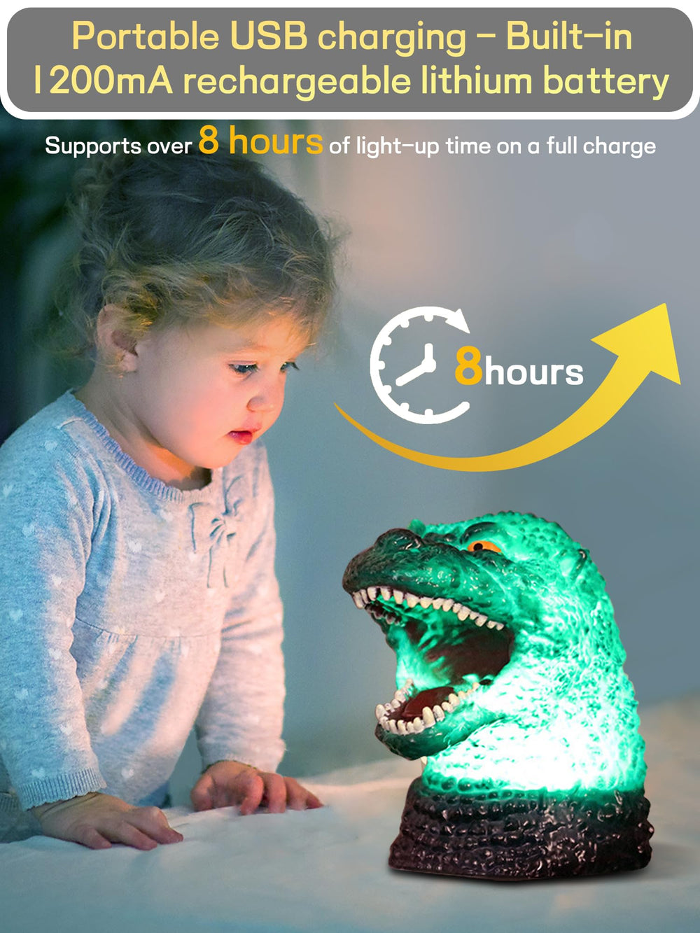 WLHONG dinosaur night light color-changing mode in seven colors