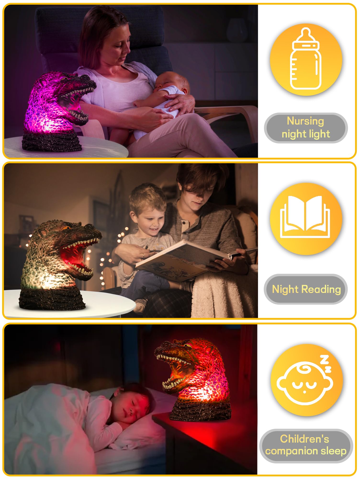 WLHONG dinosaur night light in nursery room creating soothing ambience