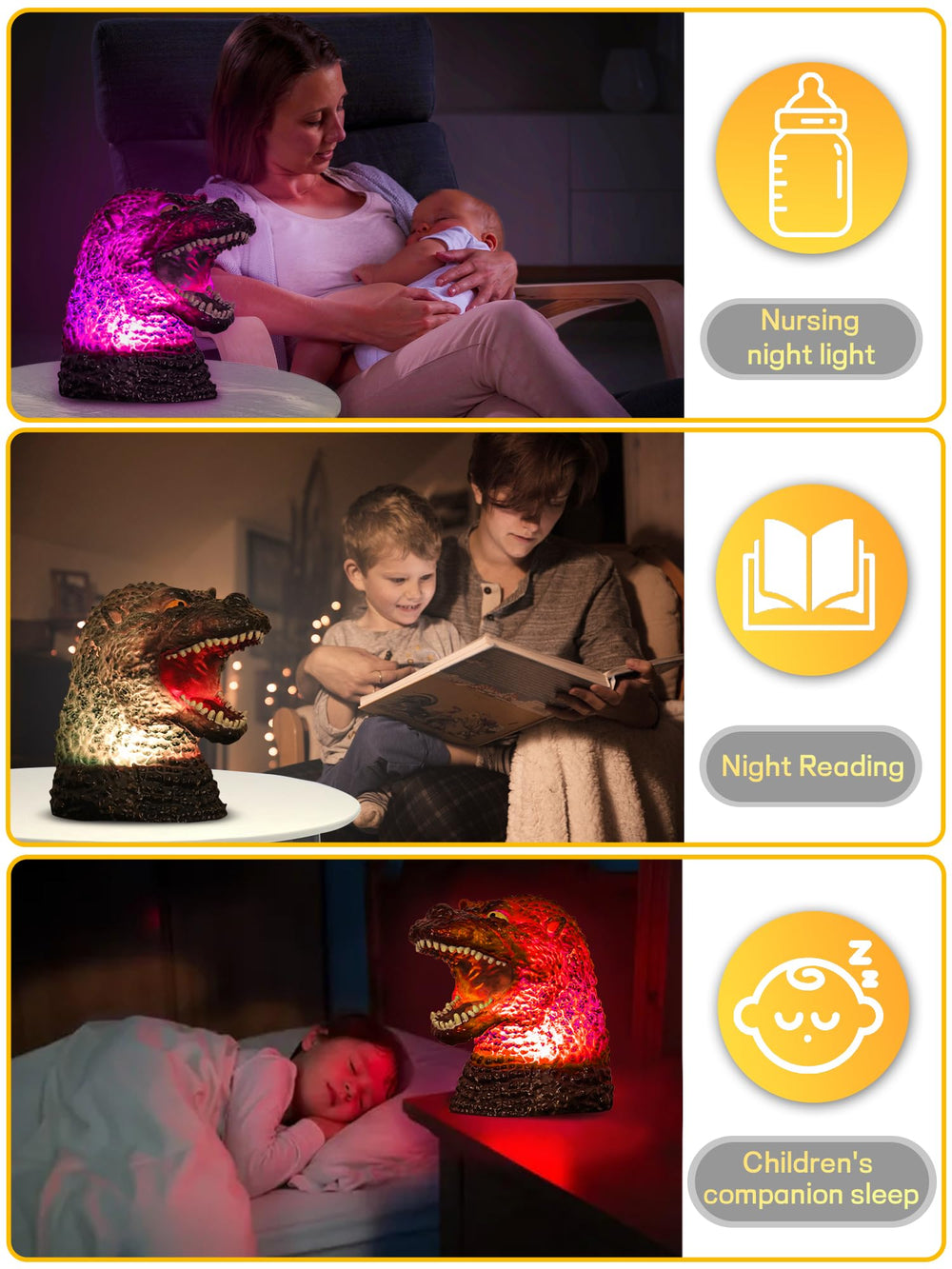 WLHONG dinosaur night light in nursery room creating soothing ambience