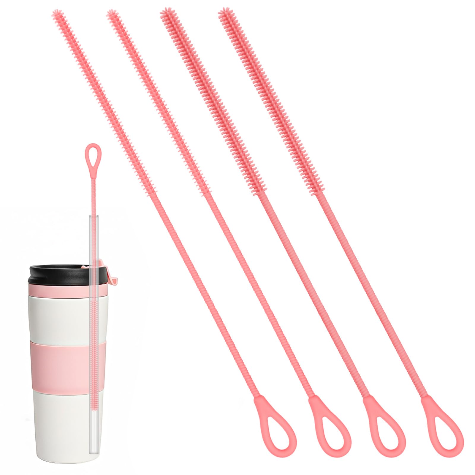 WLLHYF silicone straw cleaner set shown for deep glass straw cleaning