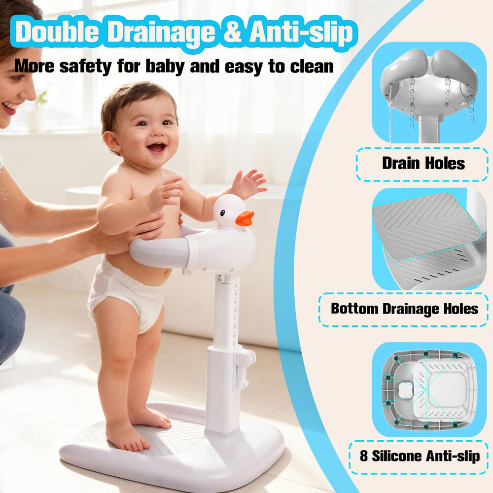 Wmaiwei baby bath cap protects eyes and ears during washing.