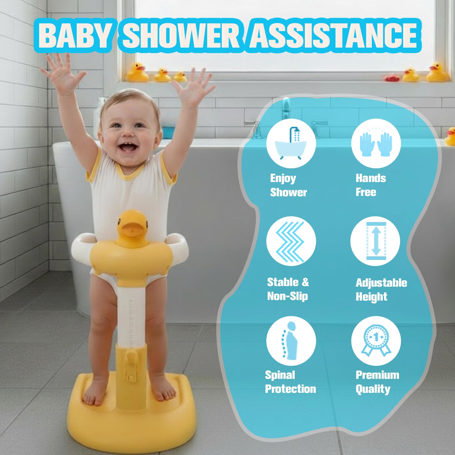 Wmaiwei compact baby bath stand fits small bathrooms for easy storage.