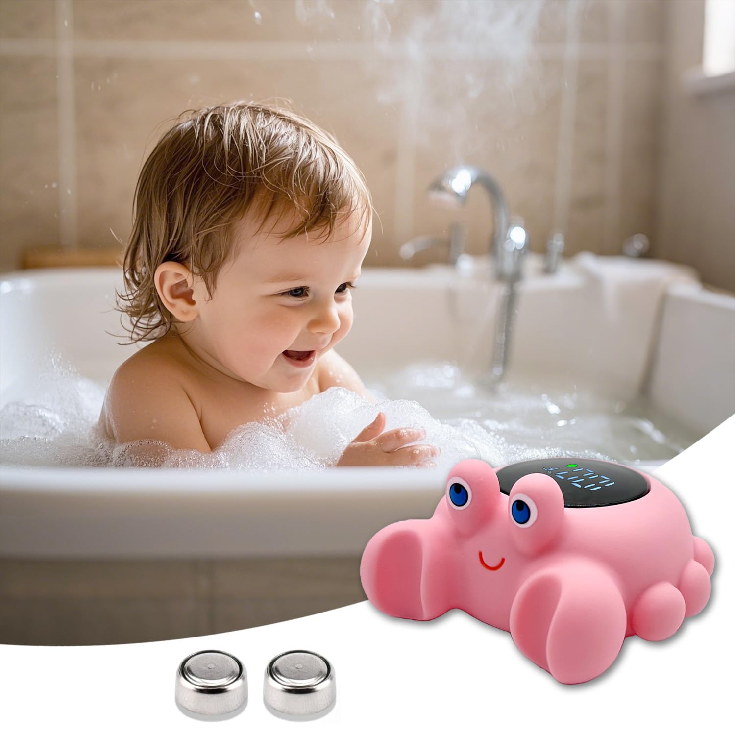 Wmaiwei Crab Bath Thermometer floats with a bright LED display for quick water readings.