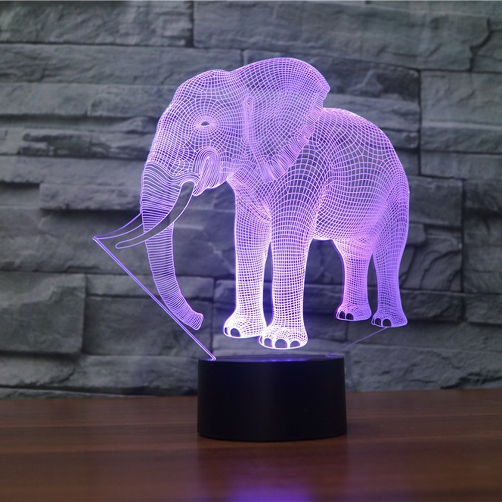 WMH Elephant 3D Lamp gift-ready packaging for birthdays and rooms