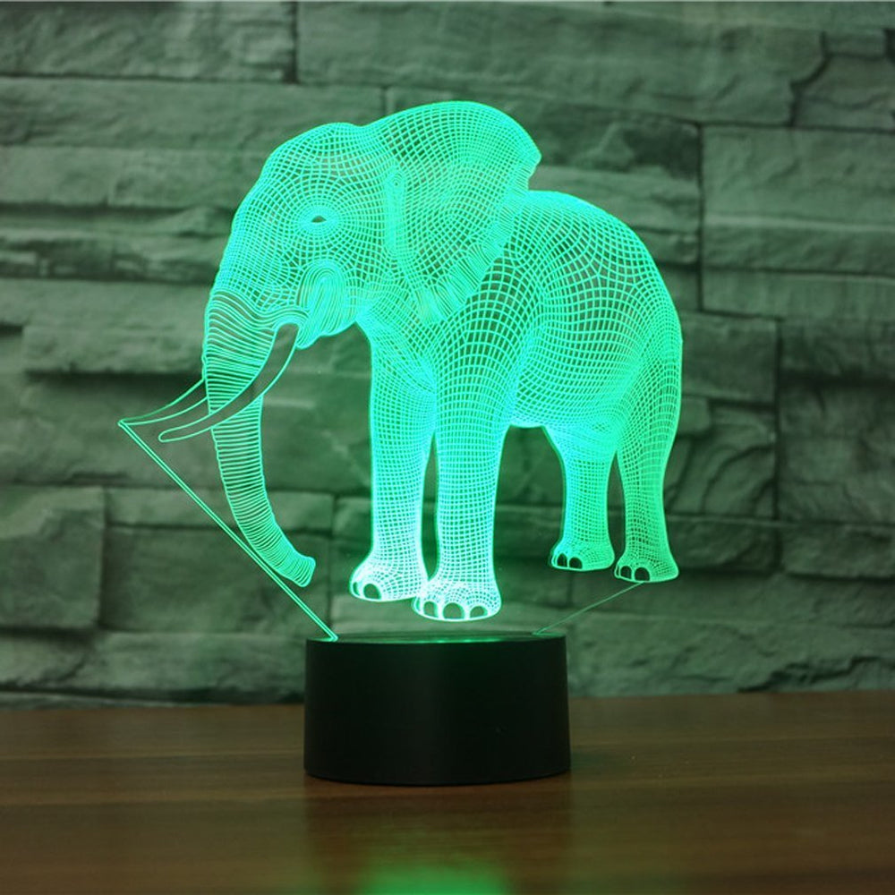 WMH Elephant 3D Lamp panel showing the illuminated illusion effect