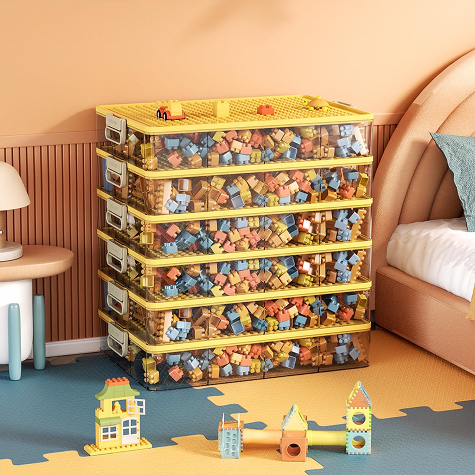 WMM Lego Storage Box with Building Surface supports block play.
