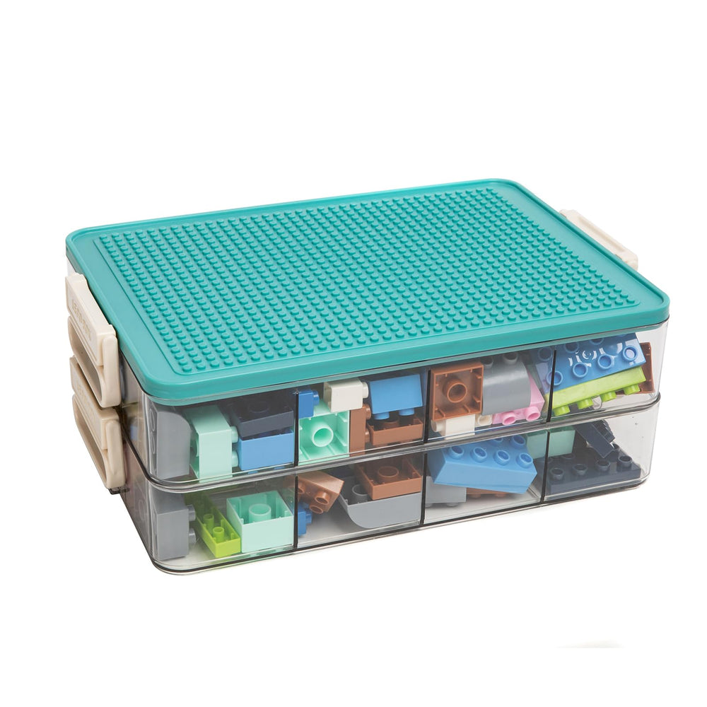 WMM Toys Storage Organizer green two layers design for compact stacking and easy brick access
