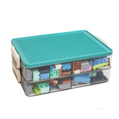 WMM Toys Storage Organizer green two layers design for compact stacking and easy brick access