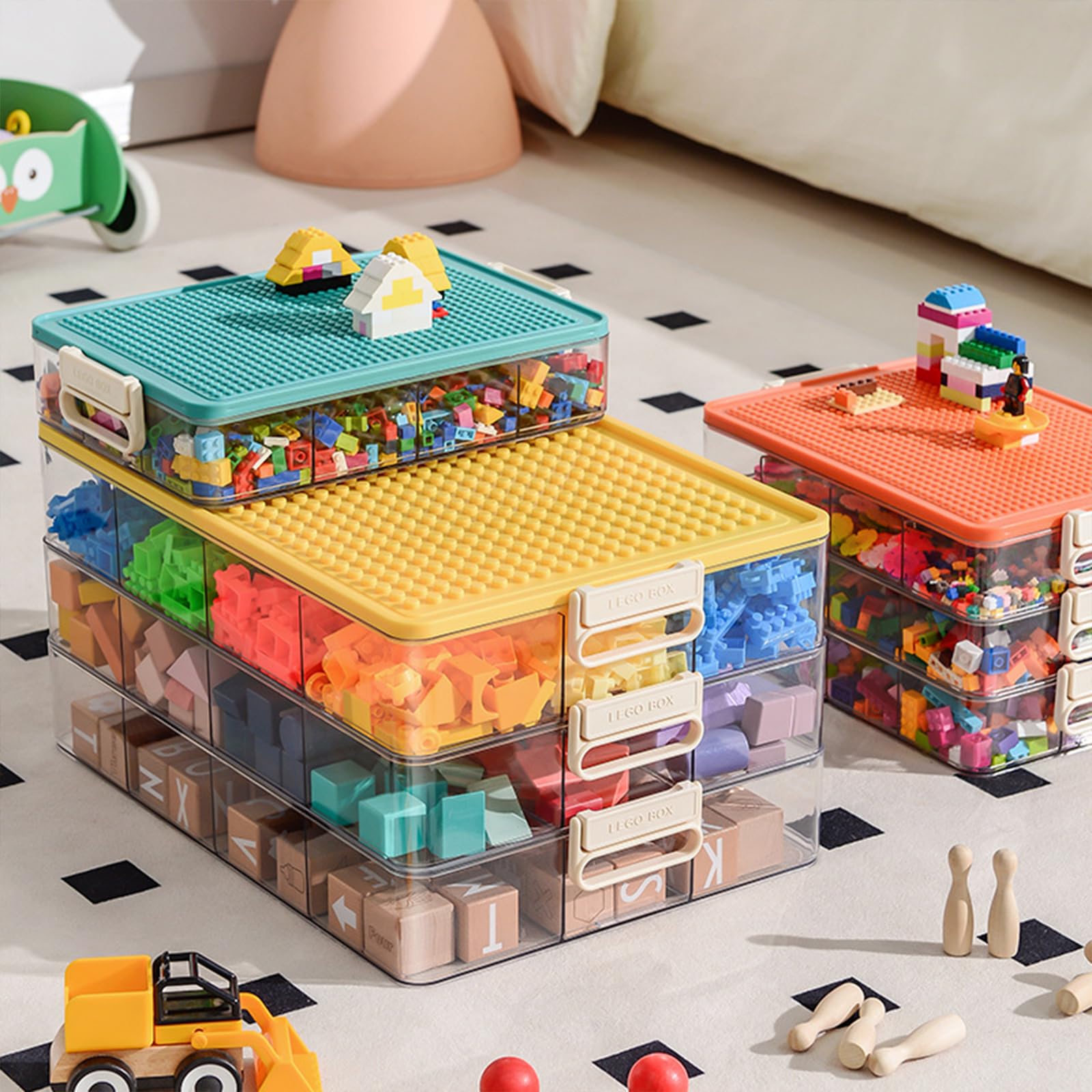WMM 14x9.5x3 inch bin fits compact spaces for easy toy storage