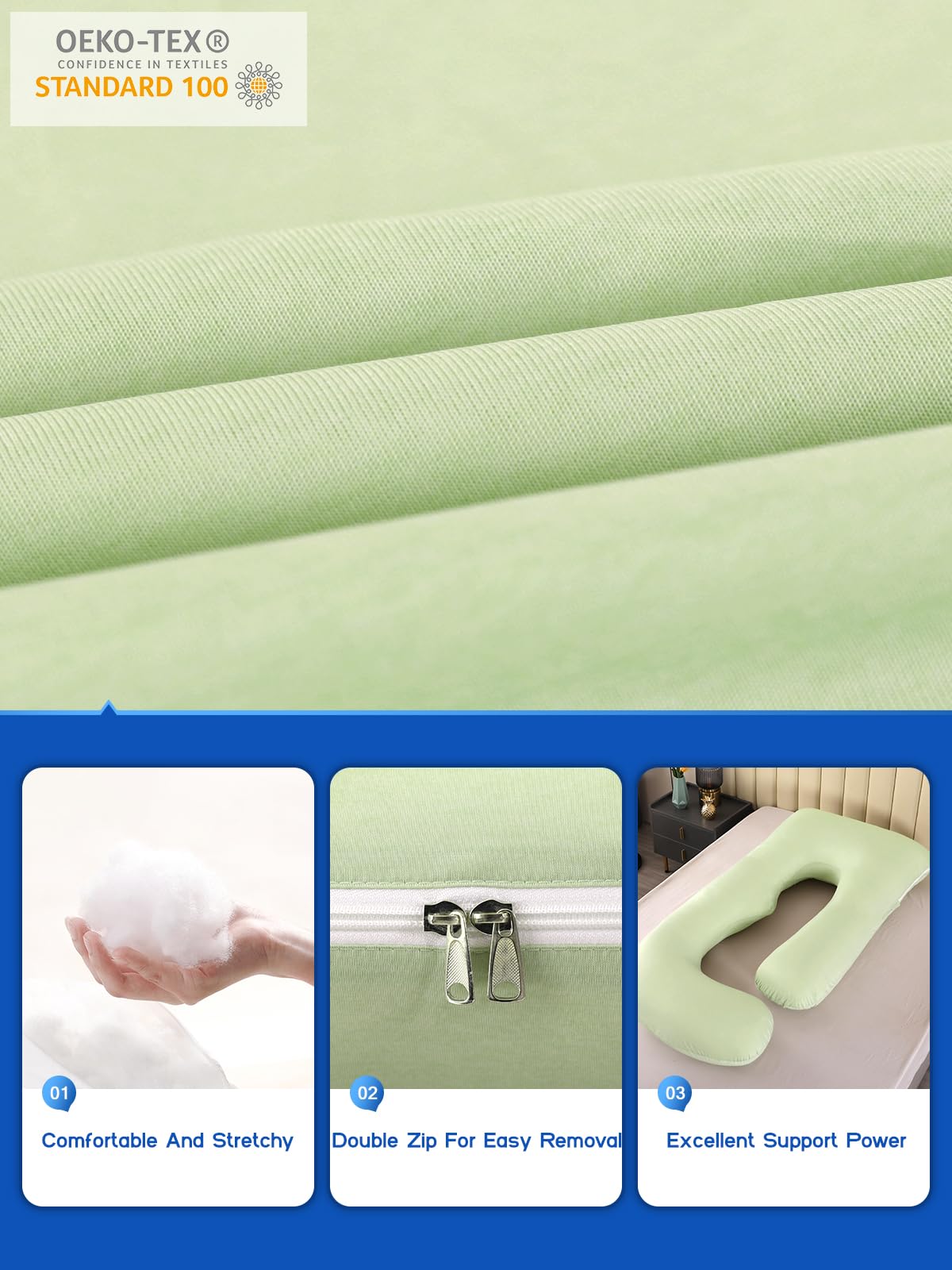 Wndy's Dream cooling cover helps you stay cool at night on the pregnancy pillow.