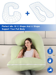 Wndy's Dream J-shaped body pillow supports hips, knees, and spine alignment.