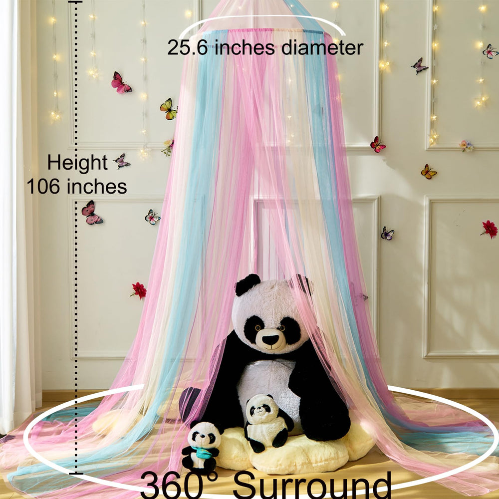 Wnqou Rainbow Bed Canopy over baby crib invites calm, breathable shade for nap times.