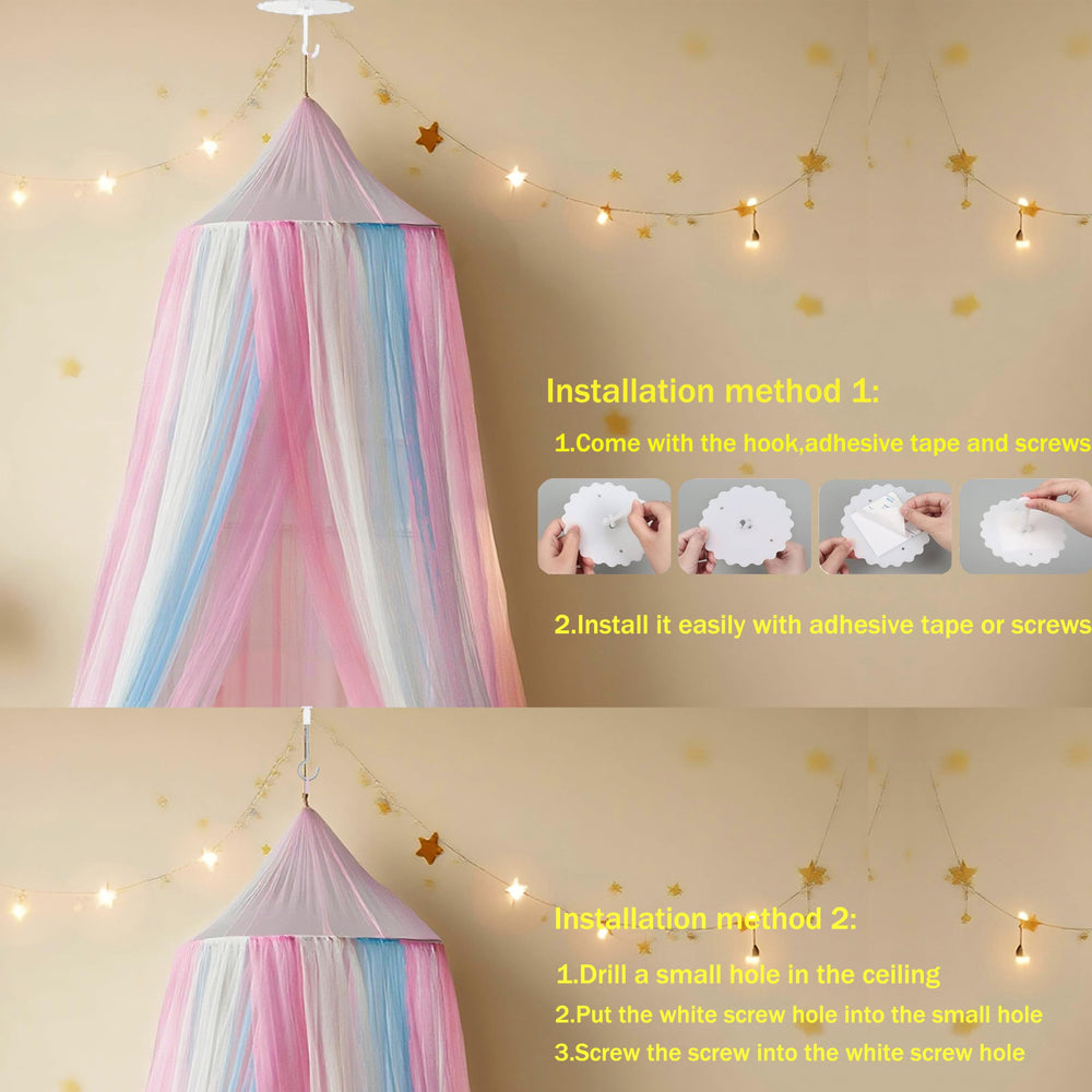 Wnqou Rainbow Bed Canopy DIY-friendly design supports versatile shapes for parties and play areas.