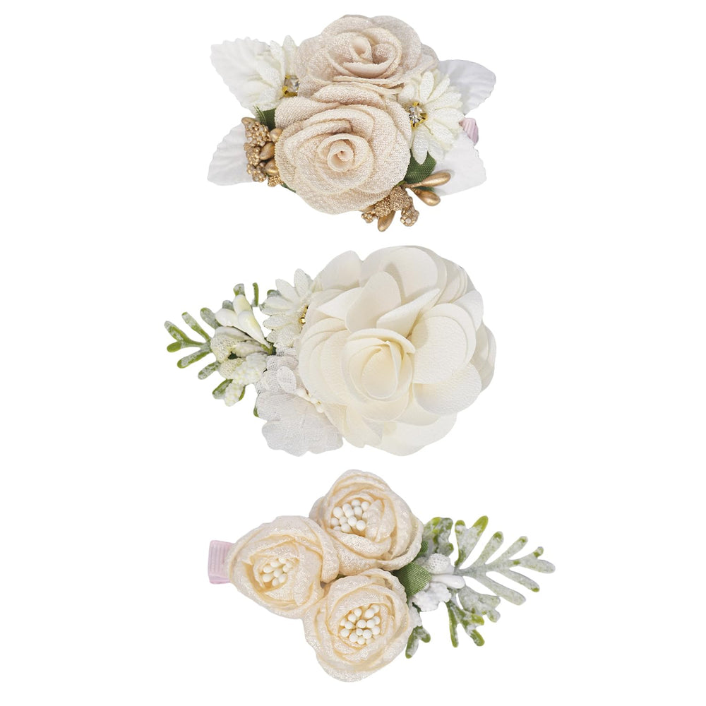 WNYUJOY 3pc flower clips for newborn to toddler provide gentle hold with soft fabric