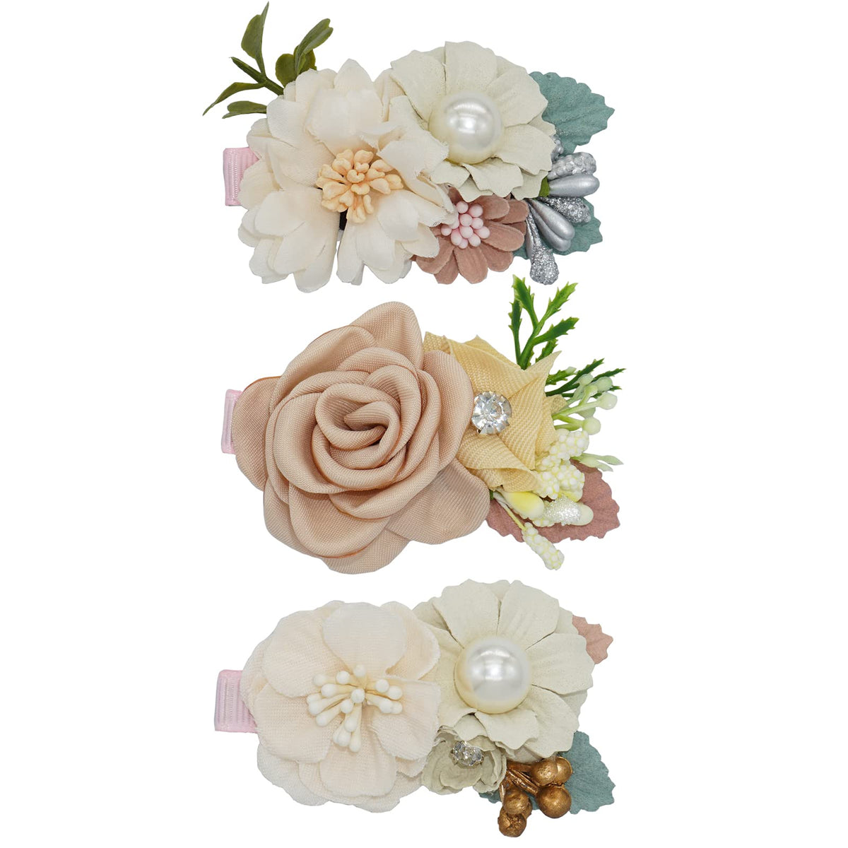 WNYUJOY 3pc flower hair clips pack in coordinating colors for outfits and photos