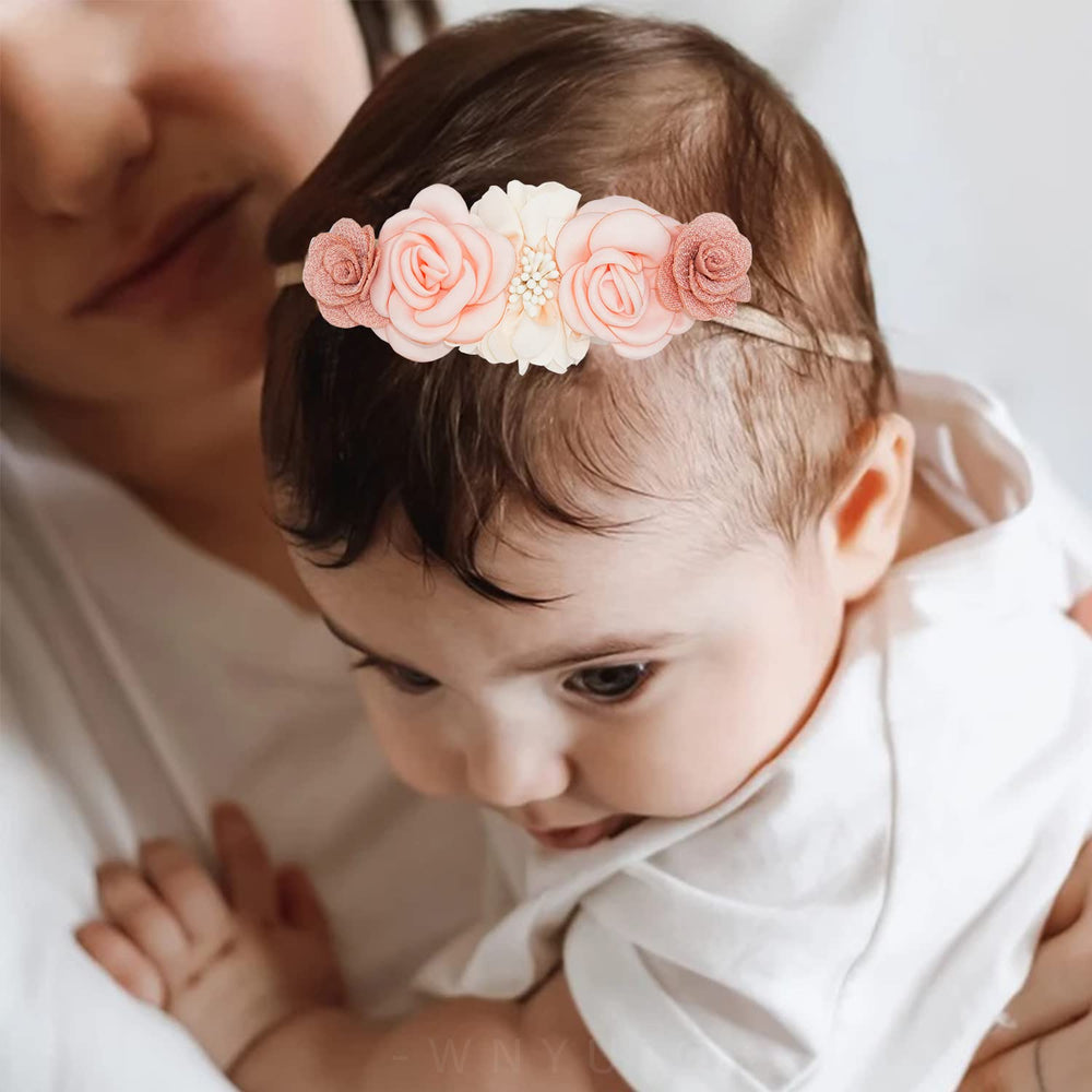 WNYUJOY baby headbands elastic nude band ensures gentle stretch for growing heads.
