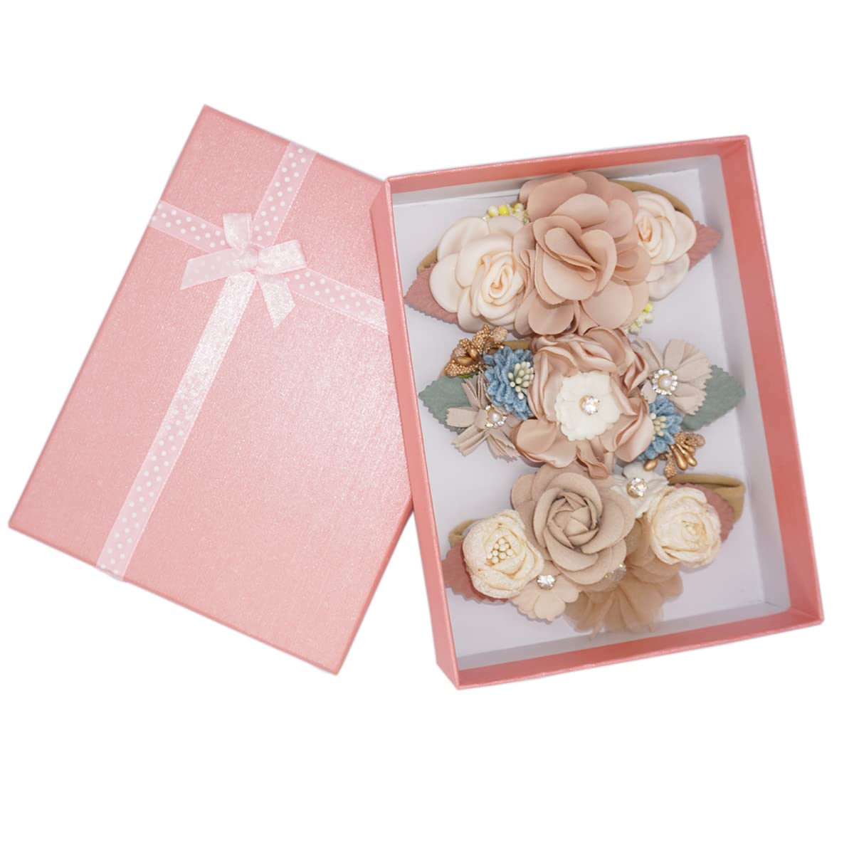 WNYUJOY floral headbands for newborn to toddler, handmade flowers for gentle wear.