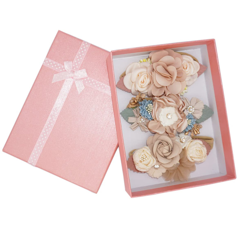 WNYUJOY floral headbands for newborn to toddler, handmade flowers for gentle wear.