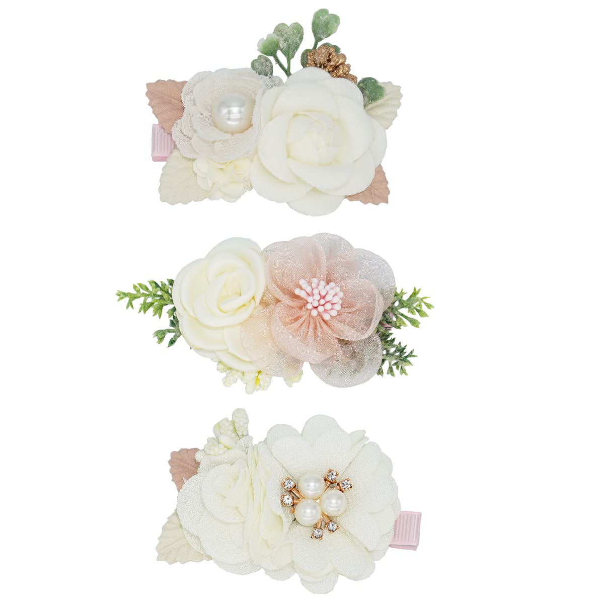 WNYUJOY flower hair clip trio pack in vibrant colors for coordinated baby outfits