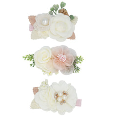 WNYUJOY flower hair clip trio pack in vibrant colors for coordinated baby outfits