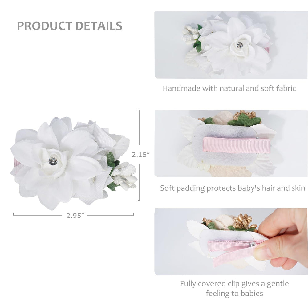 WNYUJOY soft-touch fabric flower clip close-up is gentle on hair.