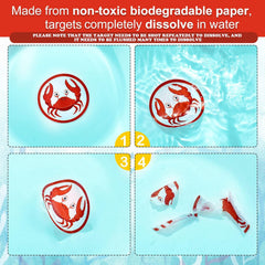 Woanger toilet targets crab pattern adds color and focus to potty sessions.
