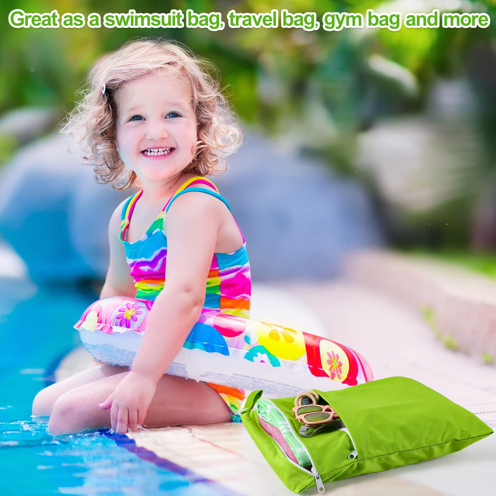 Woanger wet dry bags ready for travel, diapering, swimming, and gym storage.