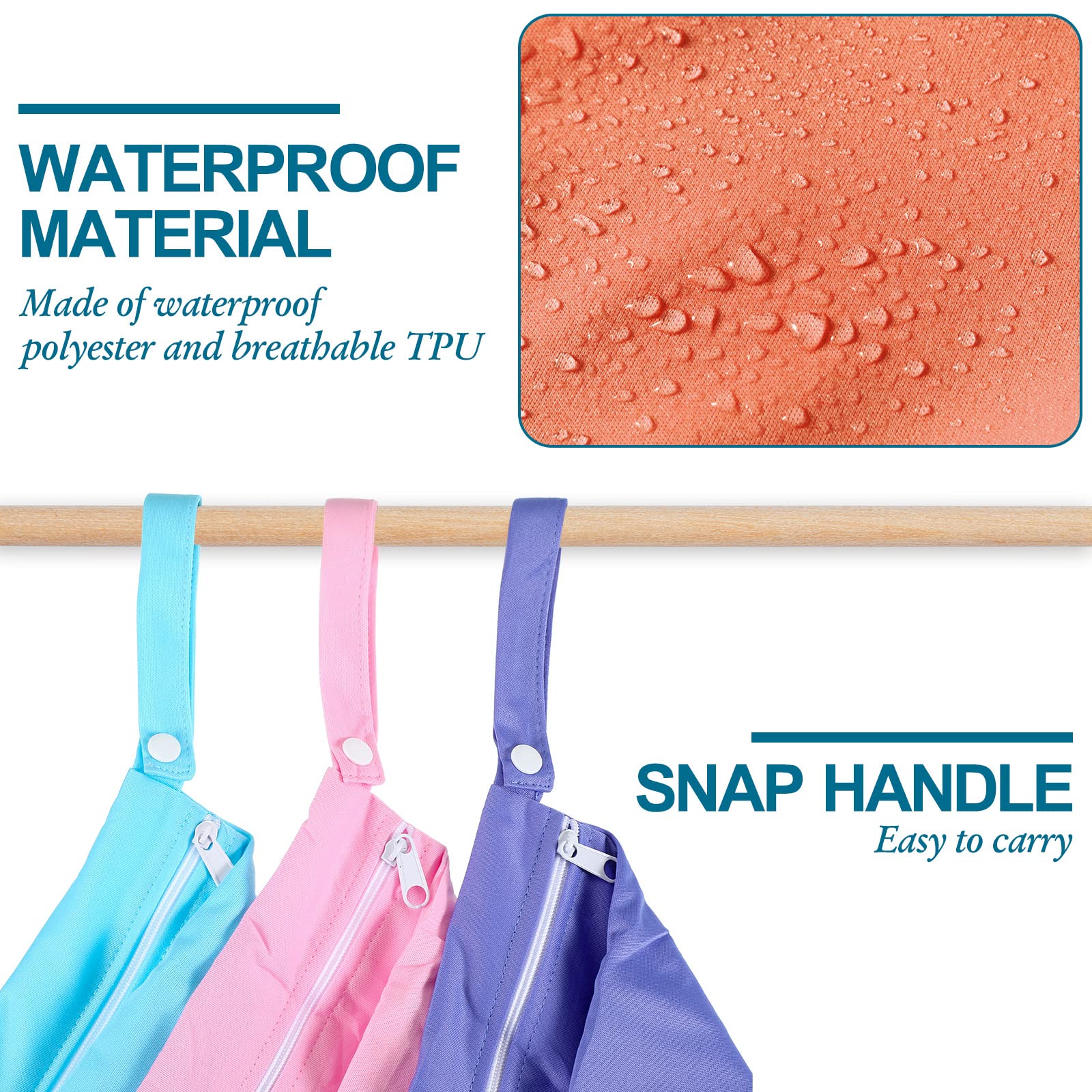 Woanger wet dry bags zipper pocket closeup highlighting secure storage options