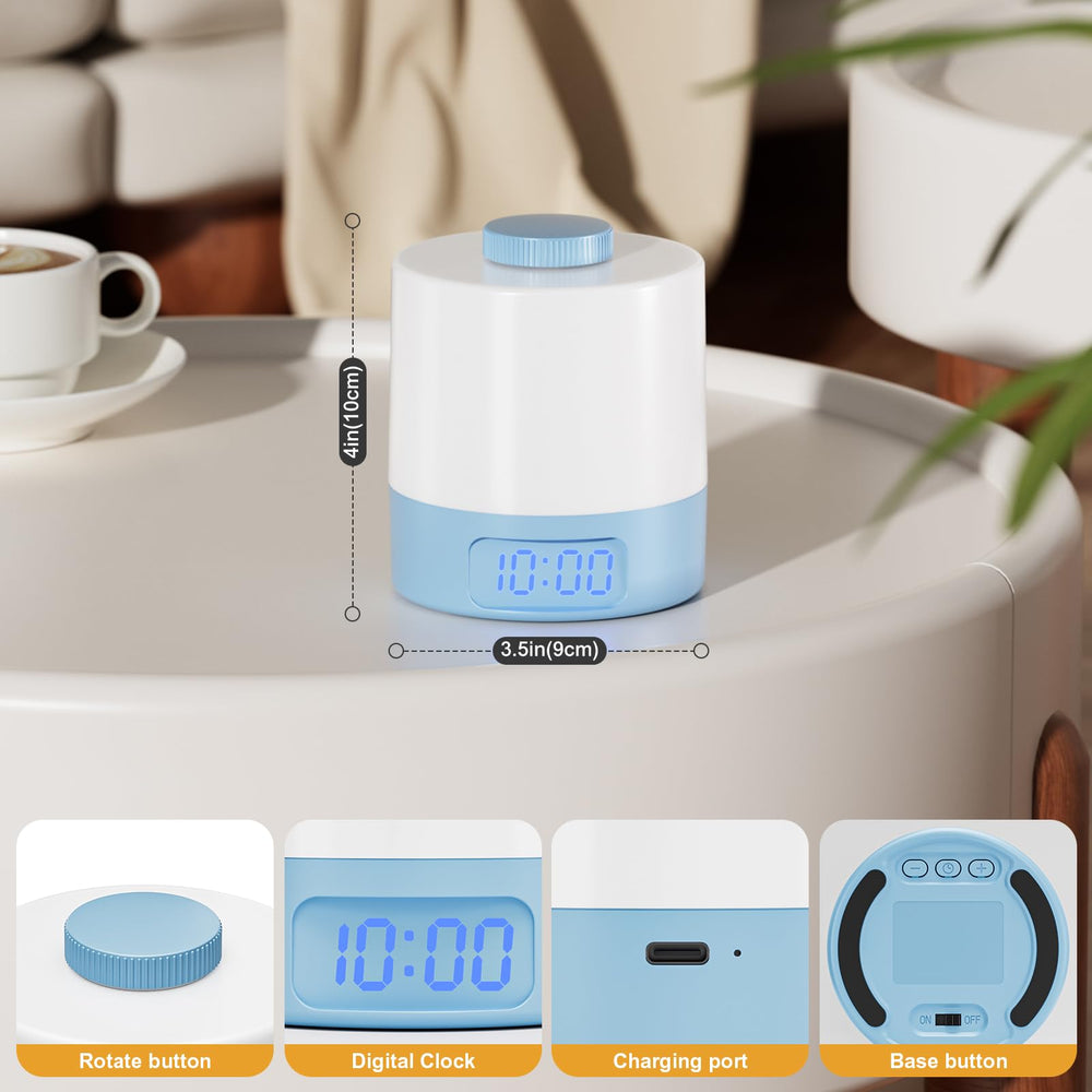 WOBANE Night Light blue shell offers durable, family-friendly bedside lighting.