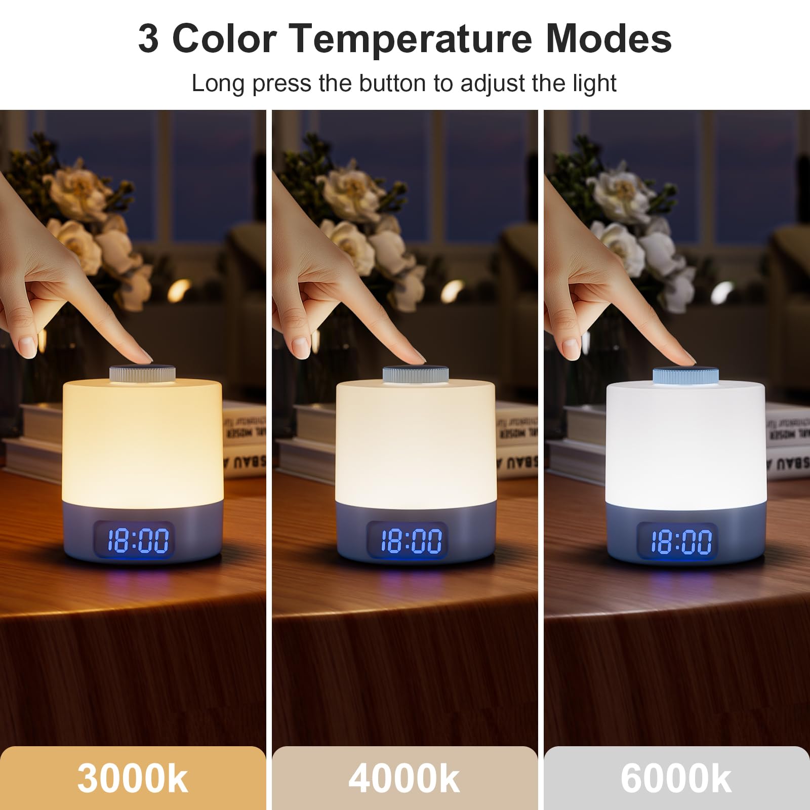 WOBANE Night Light clock display helps track feeding times and routines.