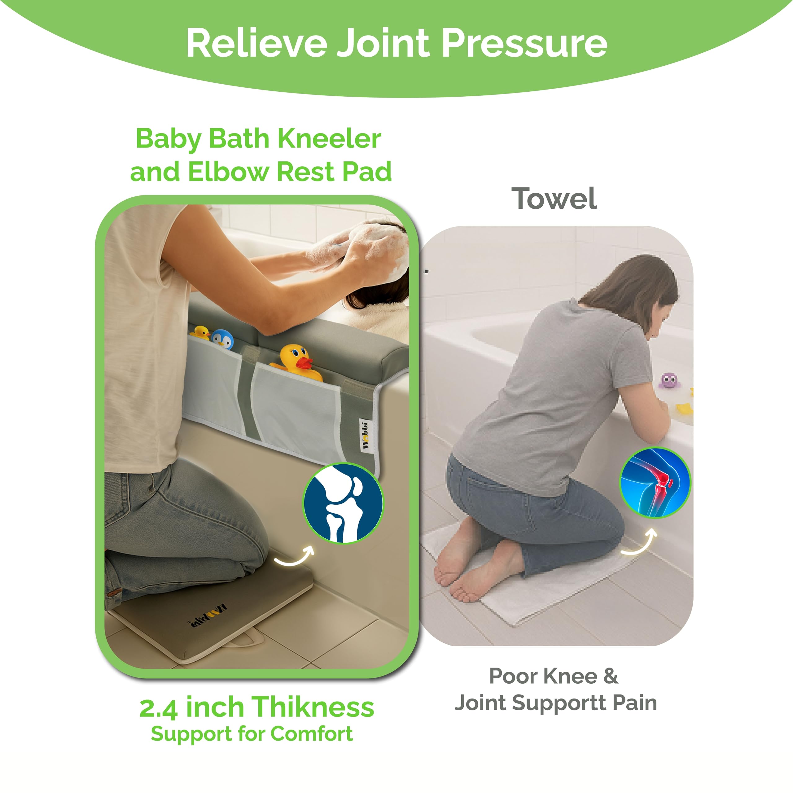 Wobbi elbow rest pad for extra bath-time support