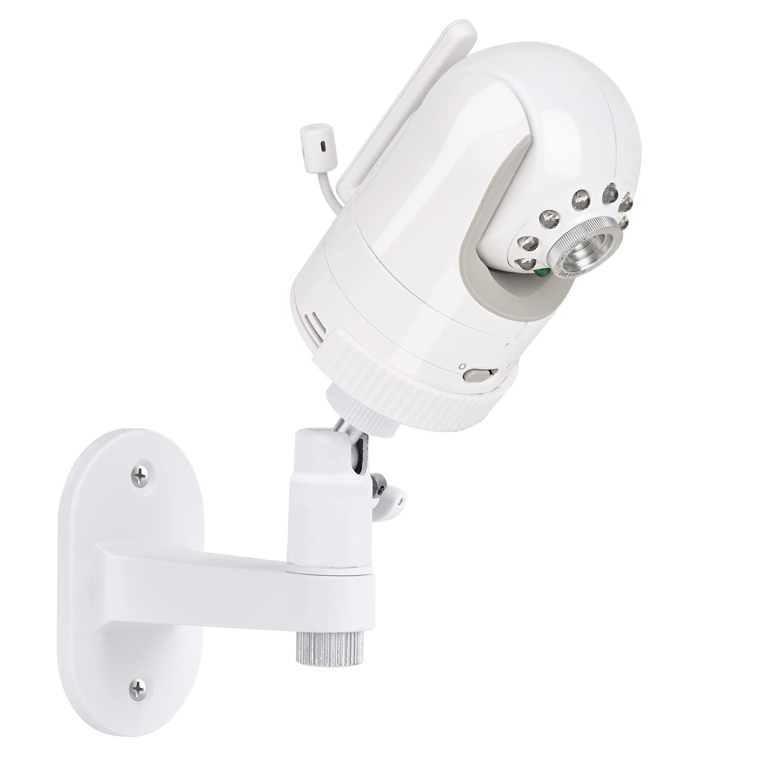 Wochel adjustable wall mount for DXR-8 showing angle flexibility for clear baby view