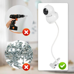 Wochel baby-monitor-mount-tool-free-install highlights tool-free, drill-free setup on flat surfaces.