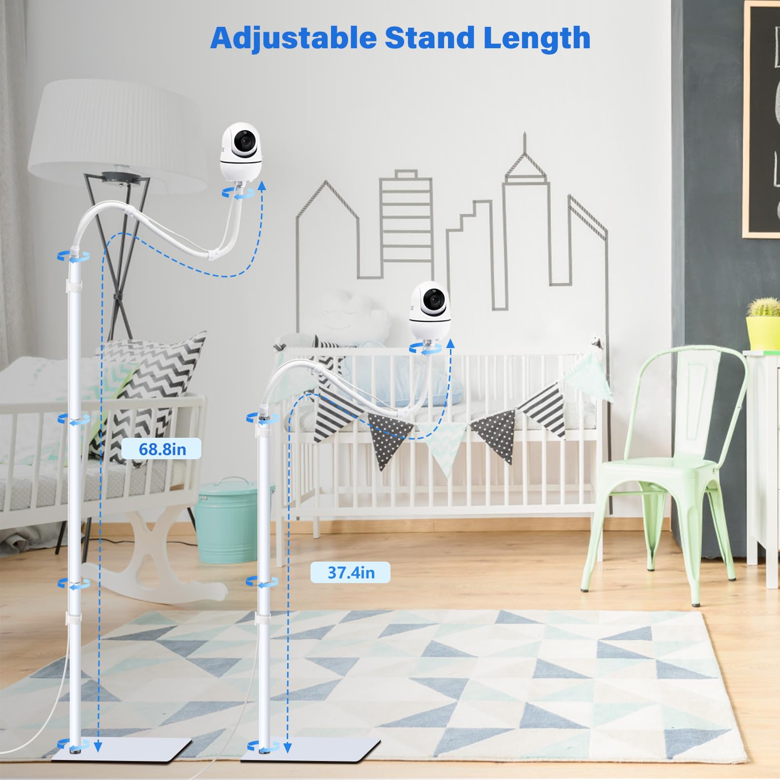 Wochel safe distance design keeps camera out of baby's reach while monitoring.