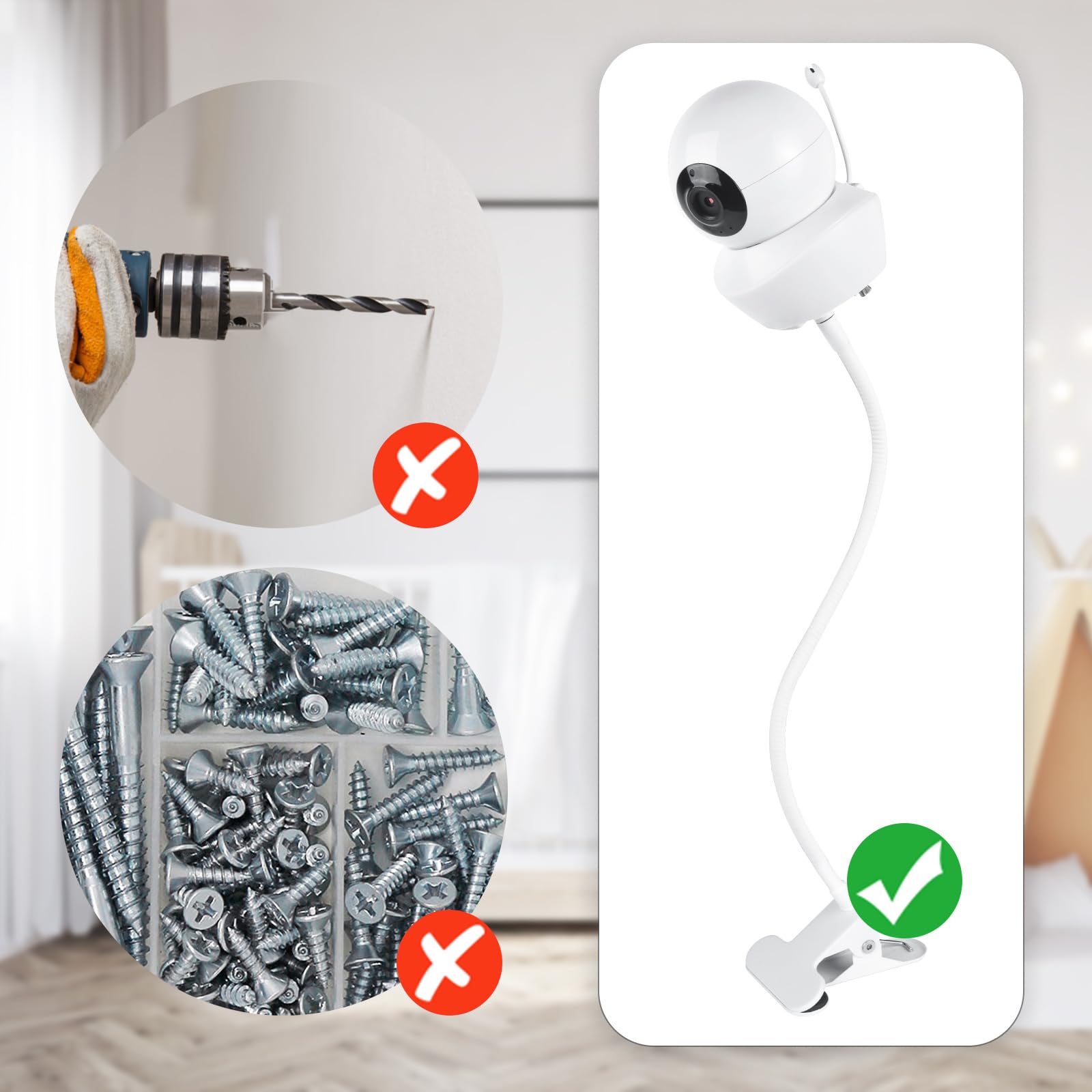 Wochel cable organizer strap keeps cords tidy and out of reach.