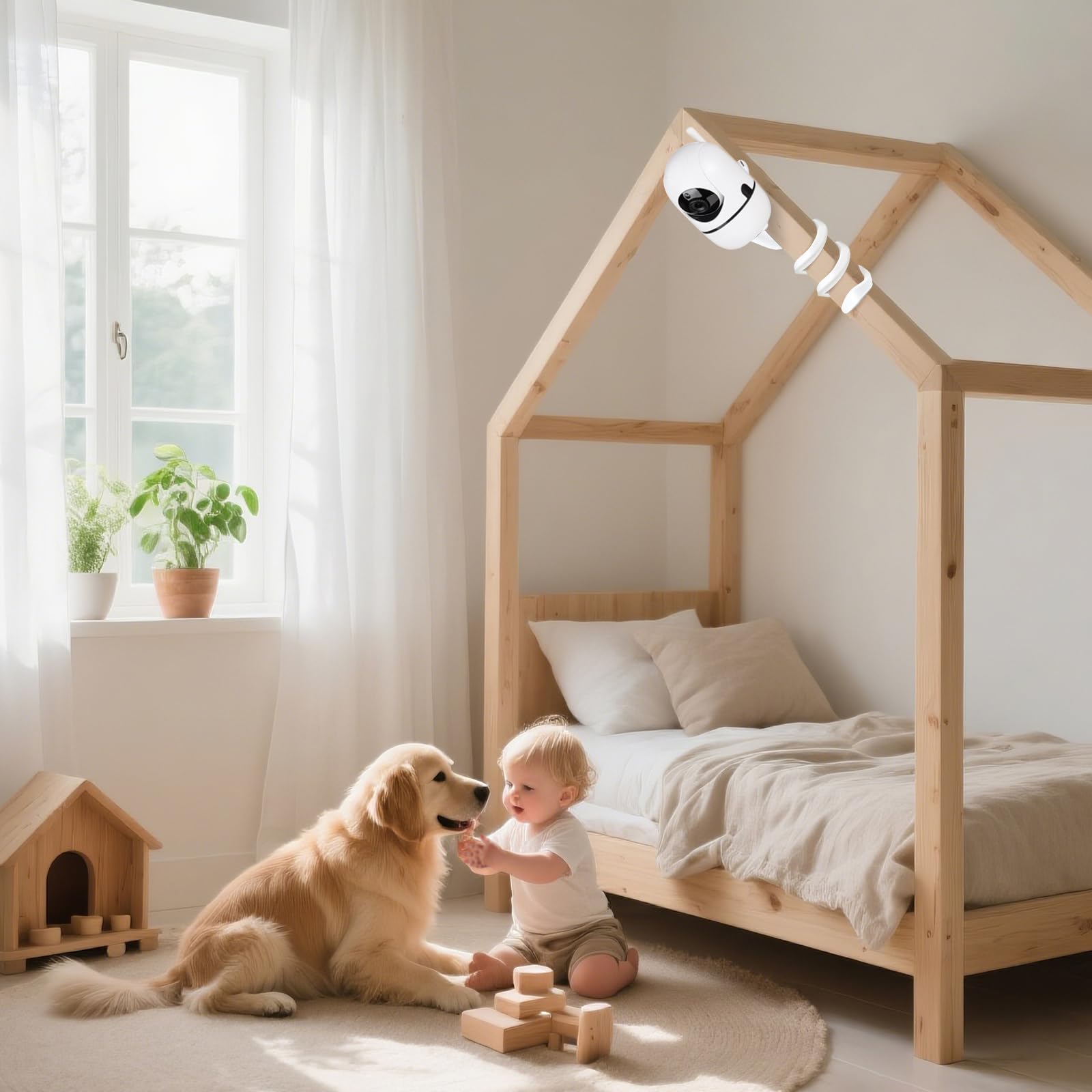 Wochel silicone-grip surface protects crib while holding camera.