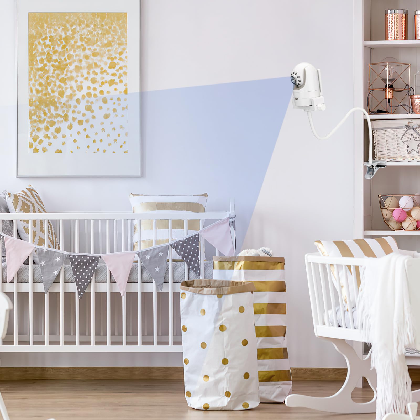 Wochel foam-protected clamp grips crib or furniture without scratches.