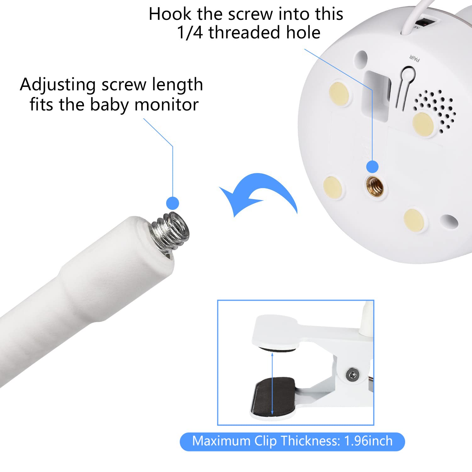 Wochel gooseneck mount universal-compatibility fits multiple monitor brands.