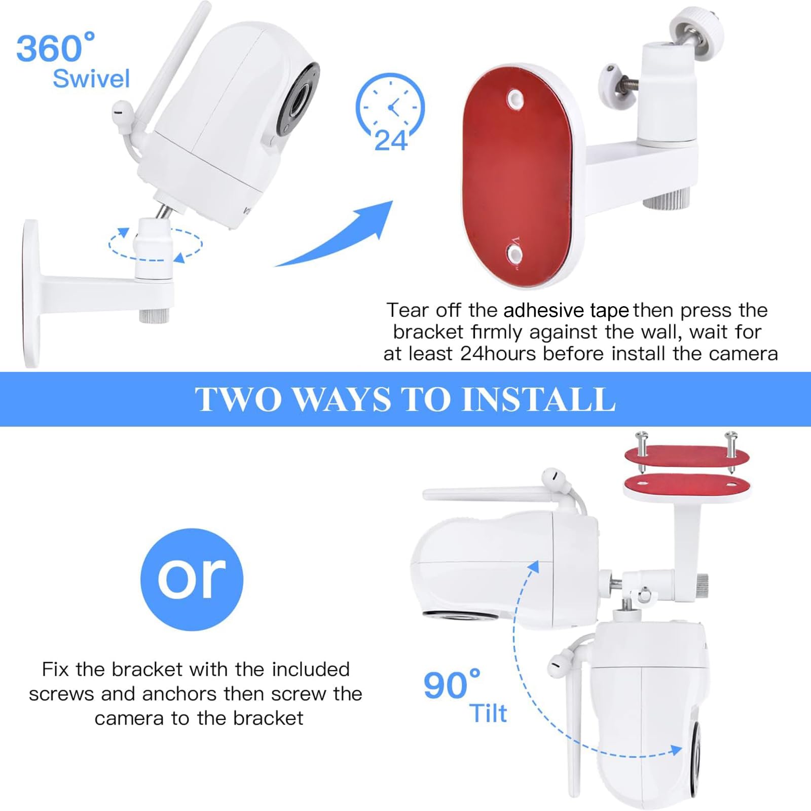 Wochel drill-free installation with screws option for quick setup