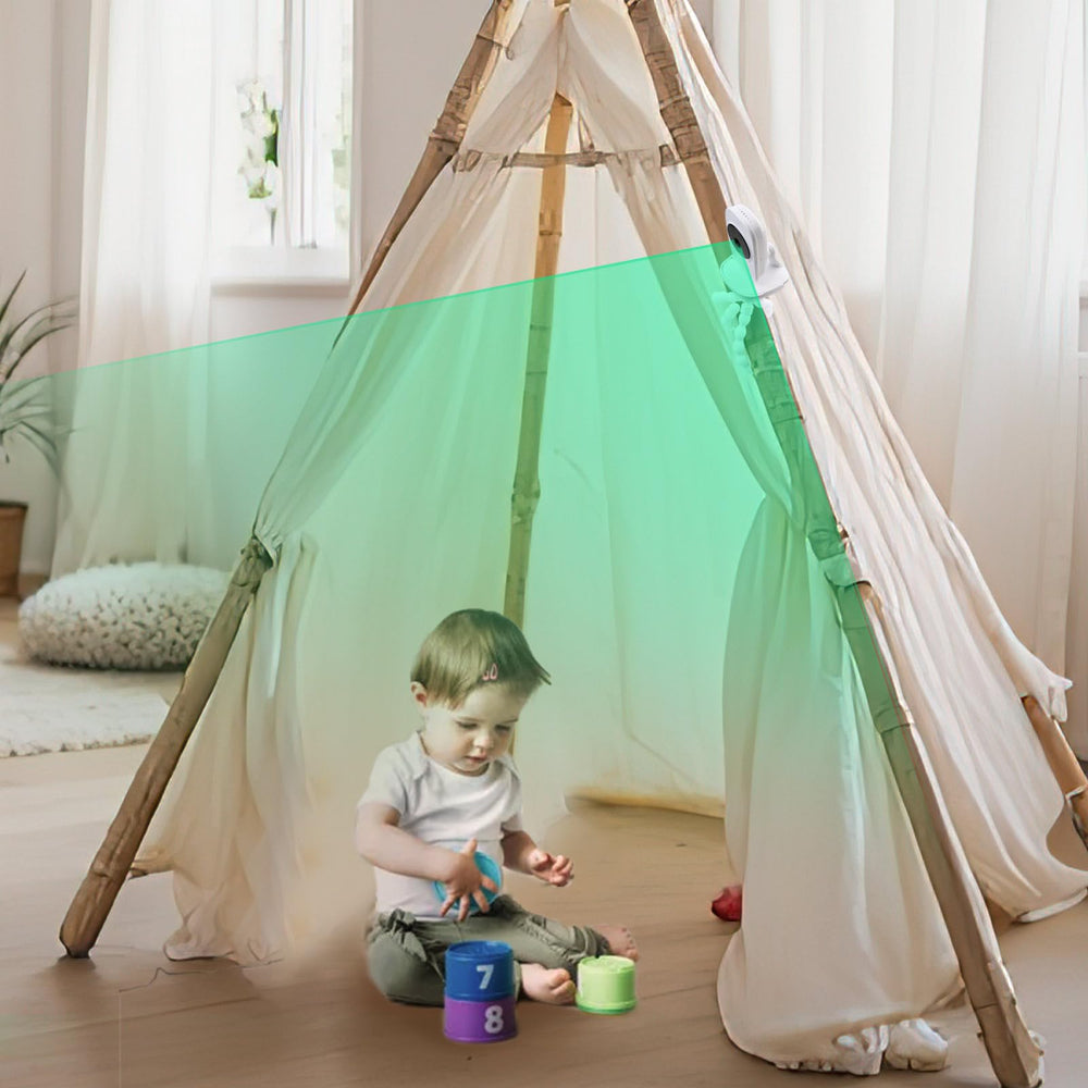 Wochel white finish blends with nursery decor for discreet monitoring.