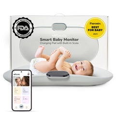 Woddle smart changing pad scale shows precise infant weight readings for growth tracking