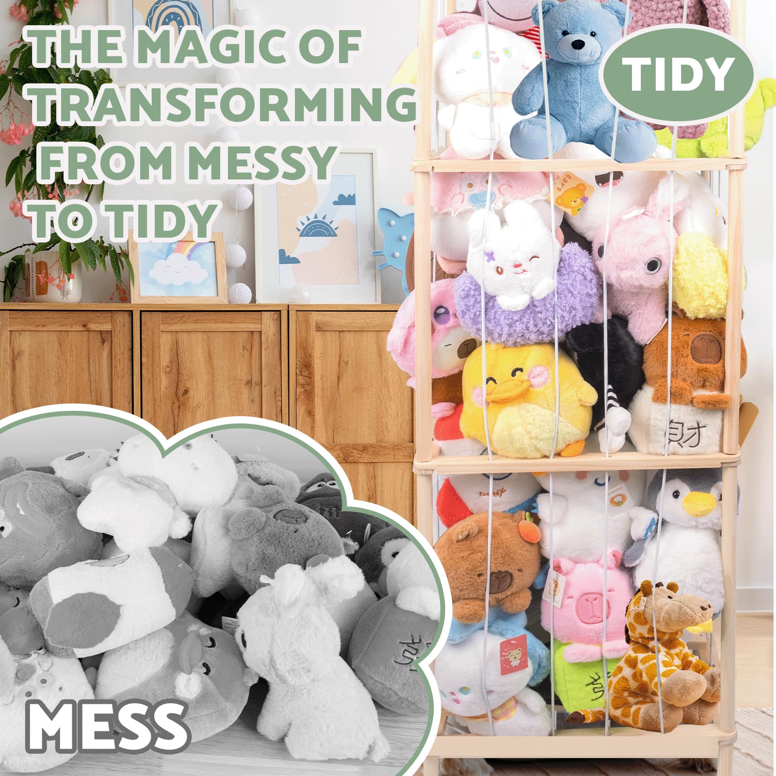 WodGod stuffed animal zoo storage sturdy-wood base emphasizes safety and stability