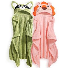 WODHOY animal hooded towel with ears keeps baby cozy after bath.