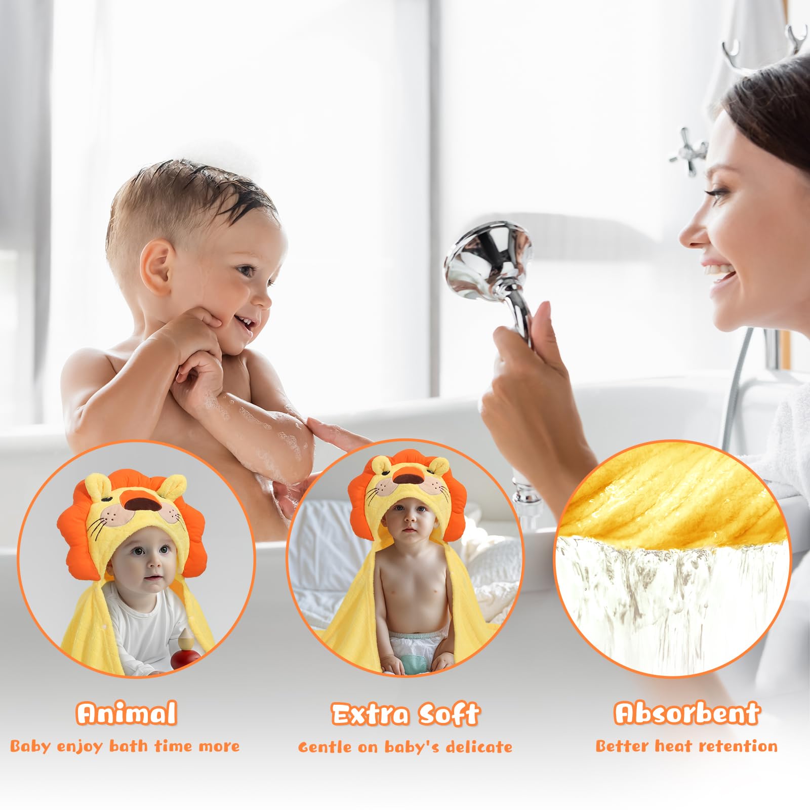 WODHOY baby bath time set, versatile towel doubles as blanket.