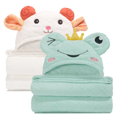WODHOY baby towel hooded green frog shows ultra-soft microfiber for gentle post-bath drying
