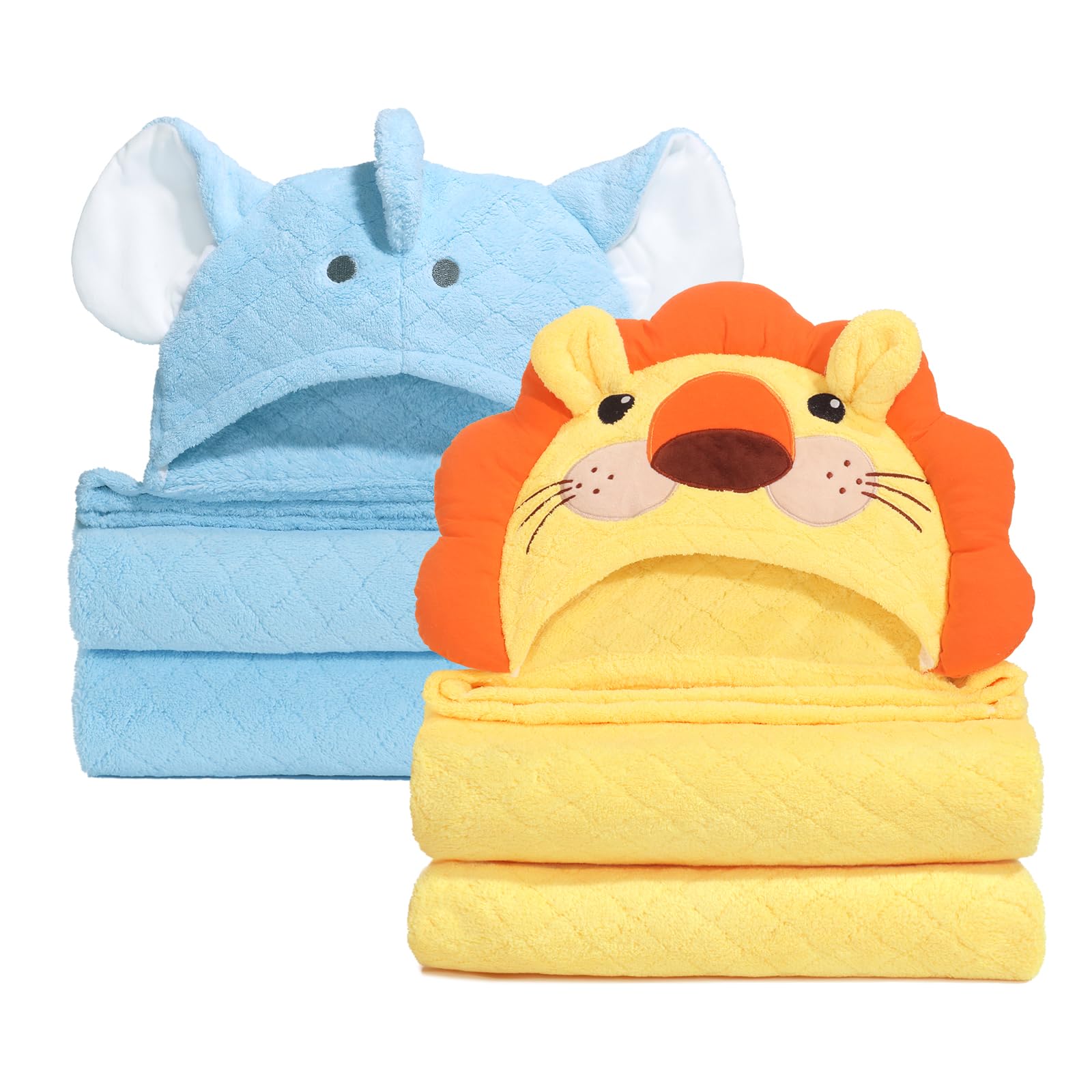 WODHOY blue elephant hood towel for toddlers, cozy bath time.